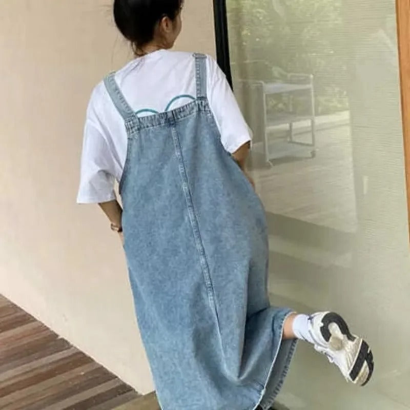 Spring Summer Denim Overall Dress Women Sleeveless Jeans