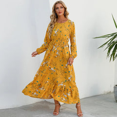 Women Maxi Dresses Sping Autumn Bohemian Casual Full Sleeve