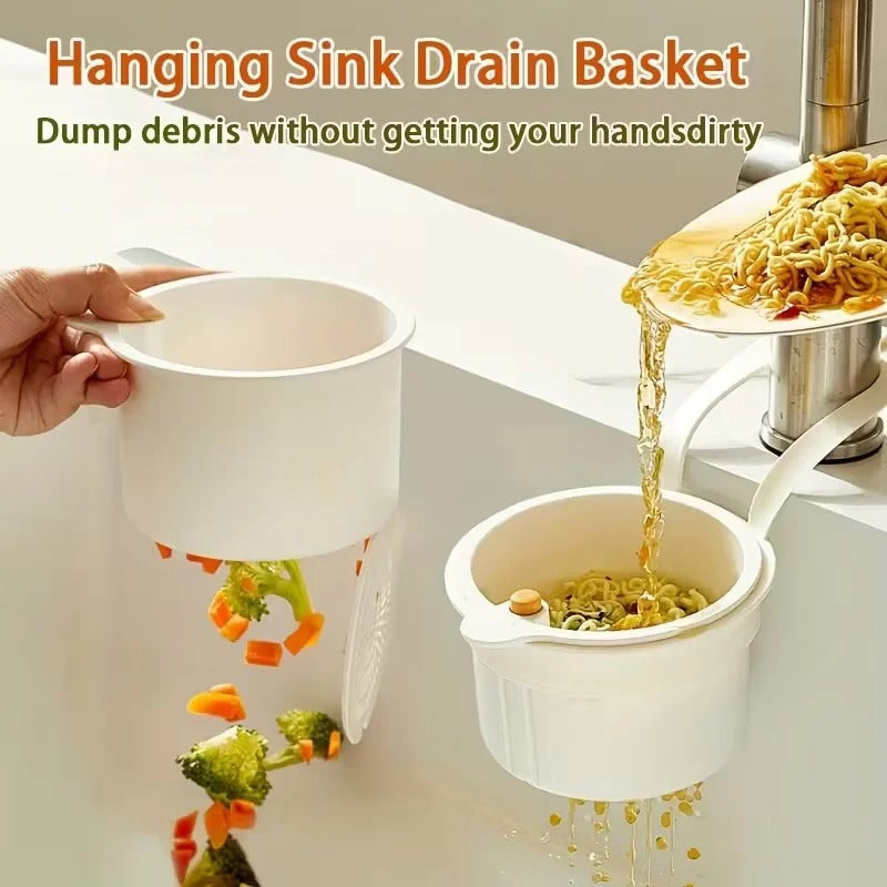 Press-Type Drain Basket: Food Strainer & Sink Organizer