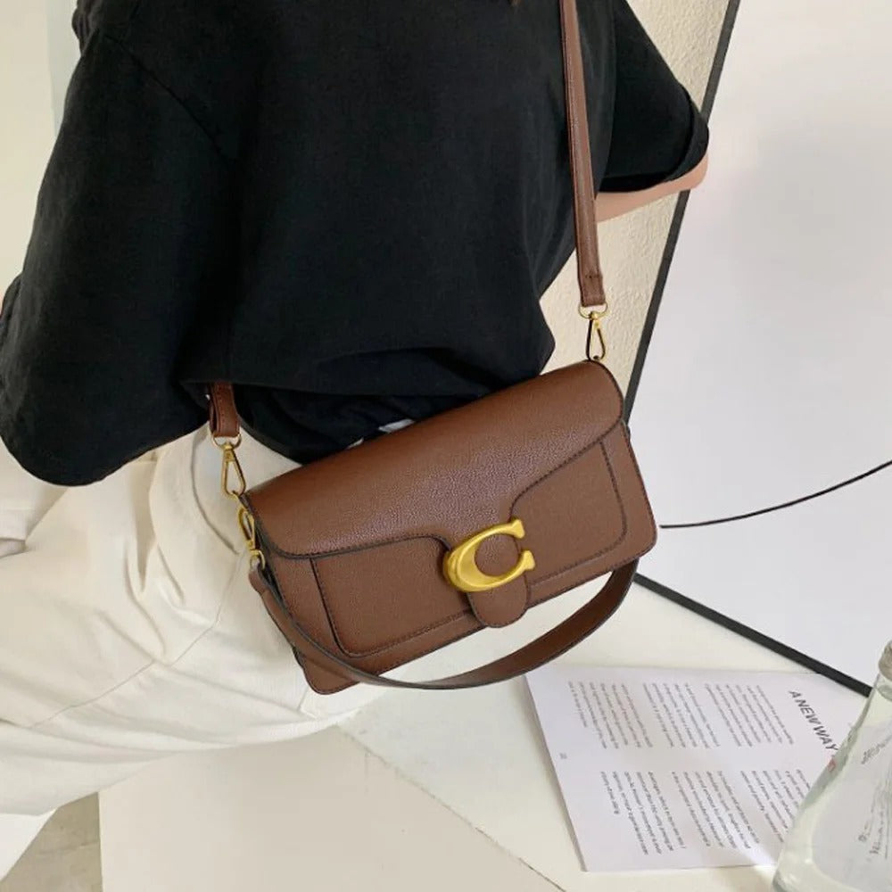 Fashionable underarm shoulder bag with two shoulder straps