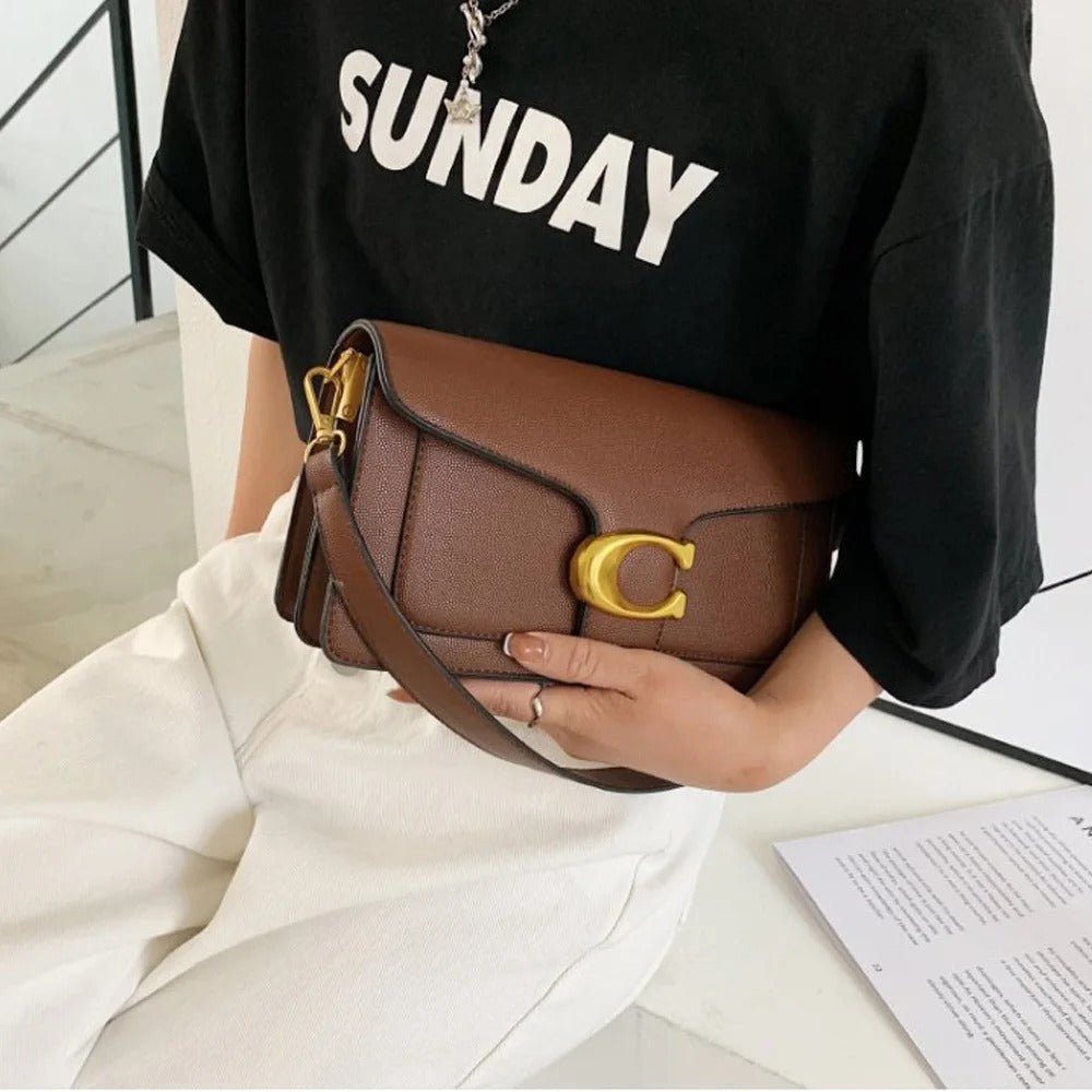 Fashionable underarm shoulder bag with two shoulder straps